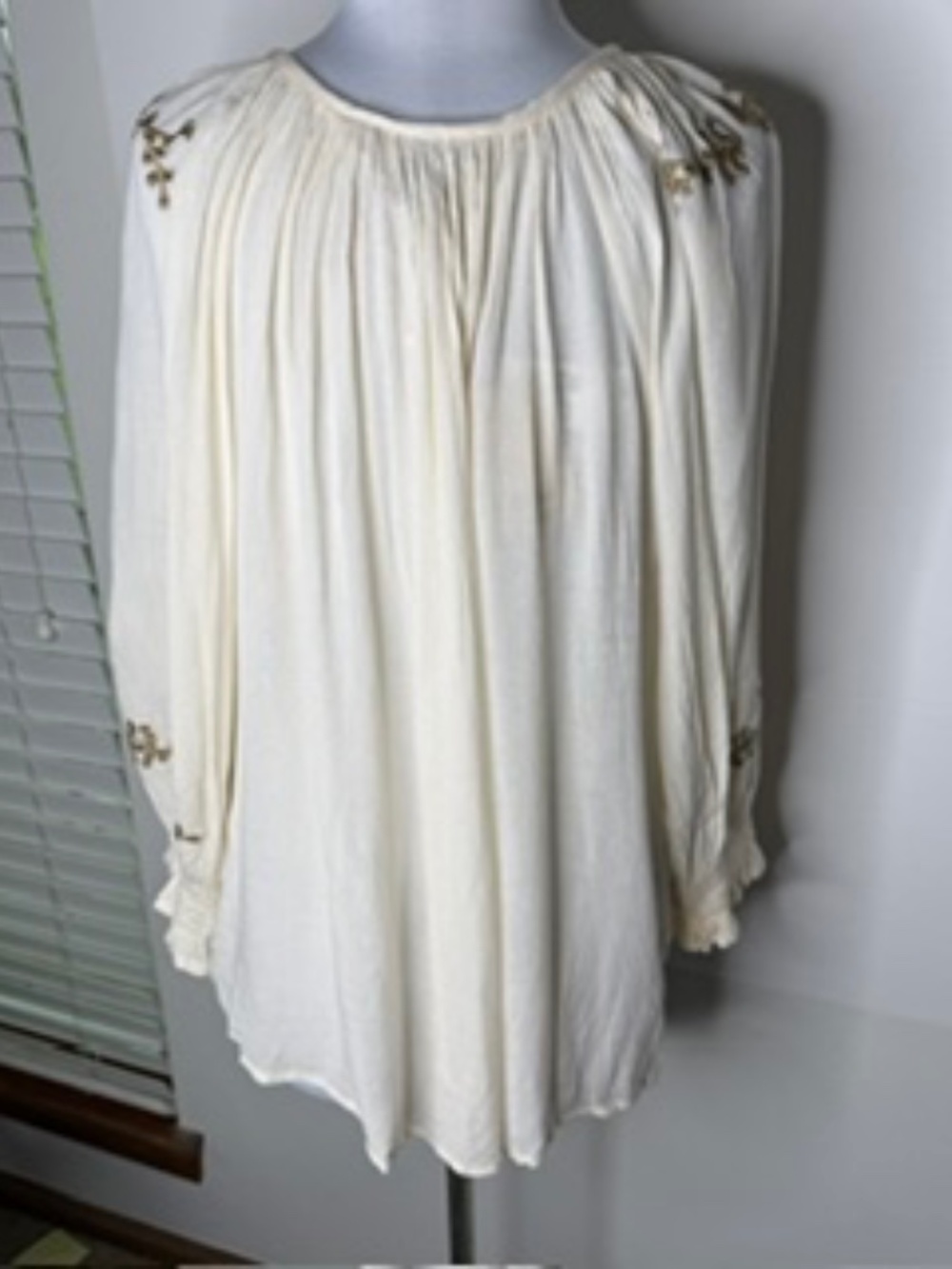 Elie Tahari Embroidered Peasant Flowy Bohemian Inspired Blouse Size 2X - Picture 6 of 10